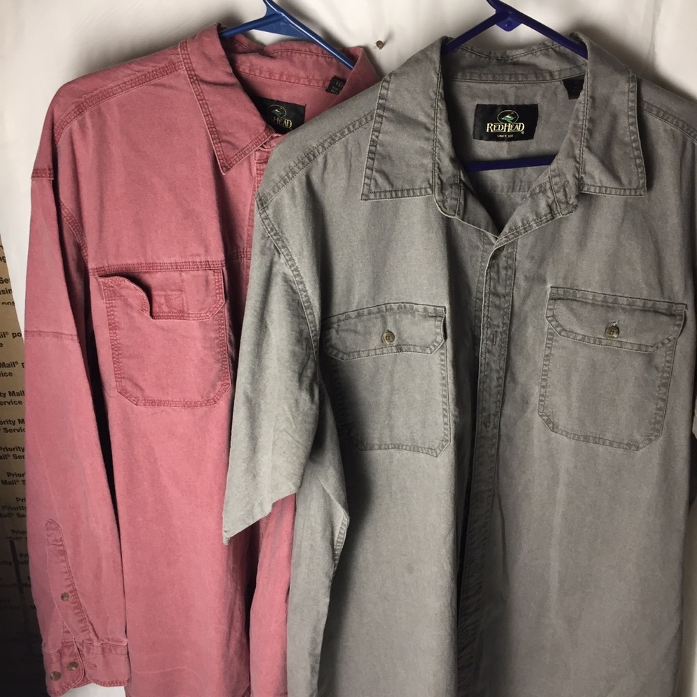 2 Red Head Mens XLT Shirts Heavy Cotton Button Up